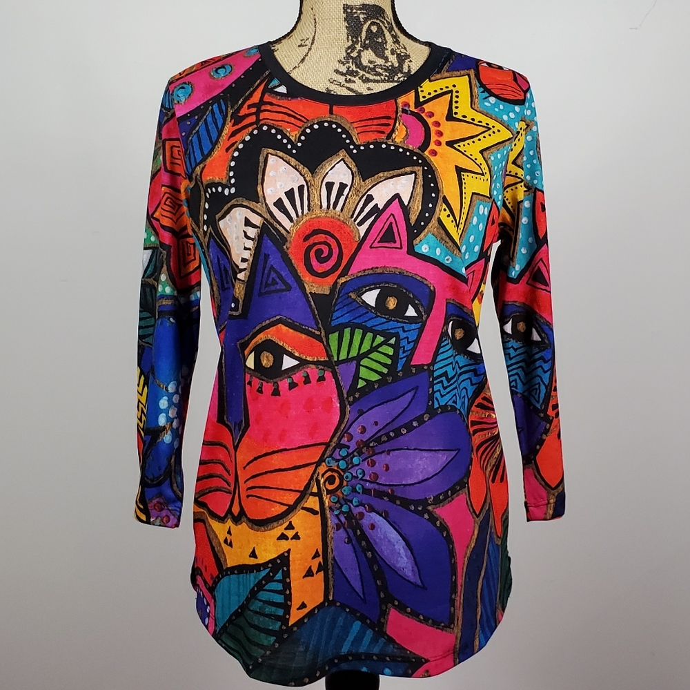 Laurel Burch Funky Cat Top